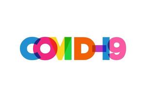covid-19 banner di tipografia vettoriale colorato isolato su sfondo bianco