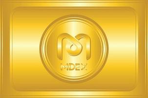 criptovaluta simbolo token mdex mdx con pulsante dorato e sfondo piatto dorato vettore