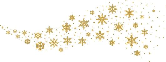 oro fiocco di neve vettore onda, decorativo bandiera design per il inverno vacanze, elegante clip arte design