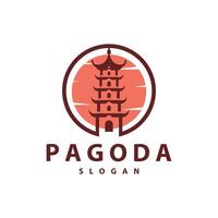 buddista cultura edificio pagoda logo vettore Vintage ▾ design semplice minimalista illustrazione