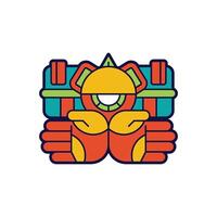 illustratore logo modello azteco, con simboli di uno occhio e palma vettore