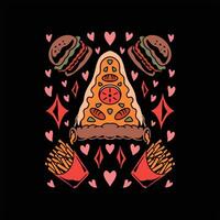 Pizza tatuaggio illustrazione vettore design