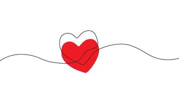 uno continuo Immagine di cuore forma e colore magro contorno amore cartello e romantico simbolo per saluto carta e ragnatela bandiera nel semplice lineare stile modificabile scarabocchiare schema vettore illustrazione. eps 10
