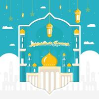 cartolina d'auguri di Ramadan Kareem vettore