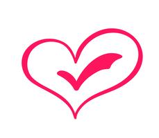 Elezioni disegnate a mano del segno di amore del cuore. Simbolo romantico dell&#39;icona dell&#39;illustrazione di vettore di calligrafia per la maglietta, cartolina d&#39;auguri, nozze del manifesto. Design piatto elemento del giorno di San Valentino