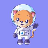 simpatico gatto che indossa una tuta da astronauta vettore