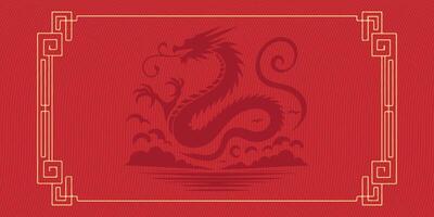 2024 Cinese nuovo anno, anno di il Drago bandiera modello design con draghi vettore