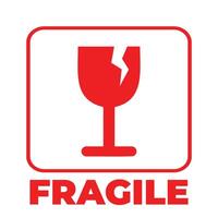 fragile maniglia con cura, rosso fragile avvertimento etichetta, fragile etichetta con rotto bicchiere simbolo, vettore