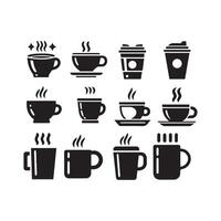 caffè tazza icona impostato vettore illustrazione.