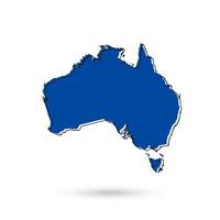 illustrazione vettoriale della mappa blu dell'australia su sfondo bianco