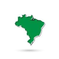 Brasile mappa verde su sfondo bianco vettore