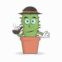 Fumo di carattere mascotte cactus. illustrazione vettoriale