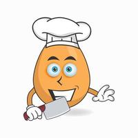 il personaggio mascotte dell'uovo diventa uno chef. illustrazione vettoriale
