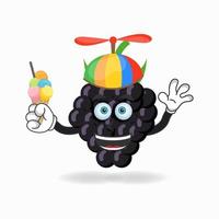 personaggio mascotte uva con uva e cappello colorato. illustrazione vettoriale