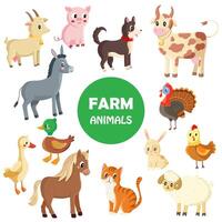 illustrato collezione di vario azienda agricola animali su un' bianca sfondo vettore