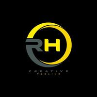 rh lettera logo design su nero sfondo. rh creativo iniziali lettera logo concetto. rh lettera design. professionista vettore