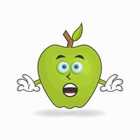 personaggio mascotte mela con espressione scioccata. illustrazione vettoriale