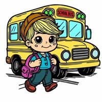 un' bambino e un' scuola autobus vettore