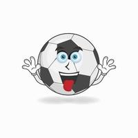 personaggio mascotte pallone da calcio con espressione ridente e lingua attaccata. illustrazione vettoriale