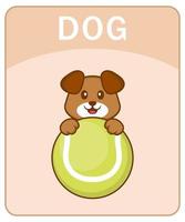 flashcard alfabeto con simpatico personaggio dei cartoni animati di cane. vettore