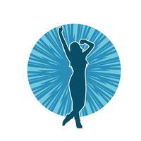 silhouette di un' femmina ballerino nel azione posa. silhouette di un' sottile donna nel danza posa. vettore