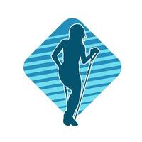 silhouette di un' sportivo donna a Palestra allenarsi utilizzando Tirare corda. fitness esercizio corde Tirare corda allungare resistenza addestramento. vettore