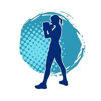 silhouette di donna boxe atleta nel azione posa. silhouette di un' femmina indossare boxe guanti per boxe sport. vettore