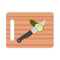 coltello con cetriolo nel taglio tavola illustrazione vettore