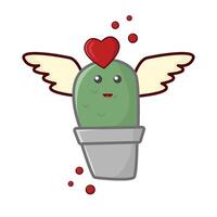 amore angelo con cactus illustrazione vettore
