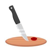 coltello con pomodoro nel taglio tavola illustrazione vettore