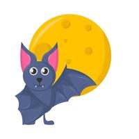 pipistrello con pieno Luna illustrazione vettore