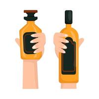 bottiglia alcool nel mano illustrazione vettore