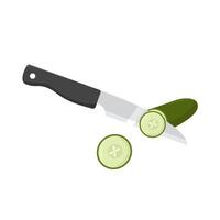 coltello pezzo cetriolo illustrazione vettore