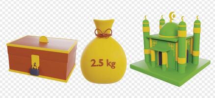 Ramadan kareem 3d icone rendere clipart. vettore