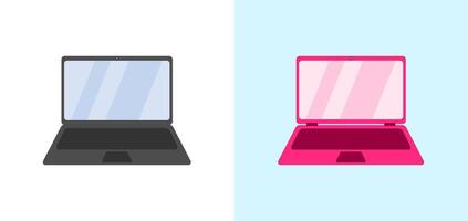 Due laptop, diverso colori, taglie. adatto per Tech blog, confronto articoli, Prodotto recensioni, o tecnologia relazionato disegni e presentazioni. vettore