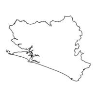 meridionale Provincia carta geografica, amministrativo divisione di sierra leone. vettore illustrazione.