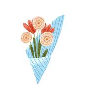 impostato di mazzi di fiori di fiori. carino semplice illustrazione con selvaggio f vettore