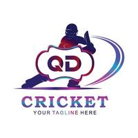 qd cricket logo, vettore illustrazione di cricket sport.