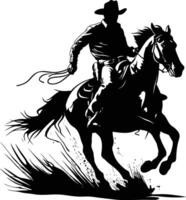 ai generato silhouette cowboy nel il cavallo pieno corpo vettore