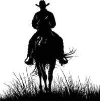 ai generato silhouette cowboy nel il cavallo pieno corpo vettore