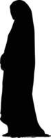 ai generato silhouette carino hijab donne nero colore solo pieno corpo vettore
