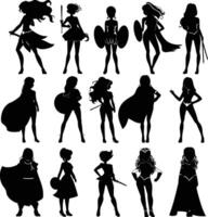 ai generato silhouette carino donne eroe nero colore solo pieno corpo vettore