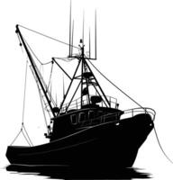 ai generato silhouette pesca barca nero colore solo vettore