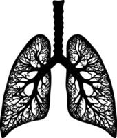 ai generato silhouette per interno organi di polmoni nero colore solo vettore