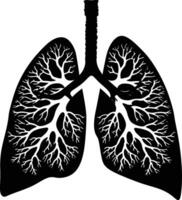 ai generato silhouette per interno organi di il polmoni nero colore solo vettore