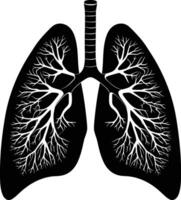 ai generato silhouette per interno organi di il polmoni nero colore solo vettore