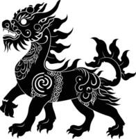 ai generato silhouette qilin nero colore solo pieno corpo vettore