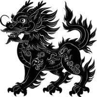 ai generato silhouette qilin nero colore solo pieno corpo vettore