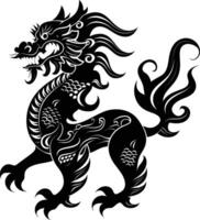 ai generato silhouette qilin nero colore solo pieno corpo vettore