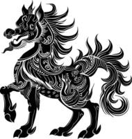 ai generato silhouette qilin nero colore solo pieno corpo vettore